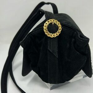 Magid Vintage Black Suede Double Sided Shoulder Crossbody Bag